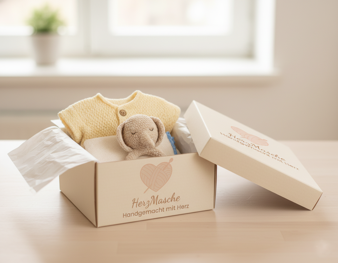 HerzMasche Logoanwendung Geschenkschachtel
